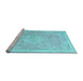 Sideview of Machine Washable Medallion Light Blue Traditional Rug, wshtr3825lblu