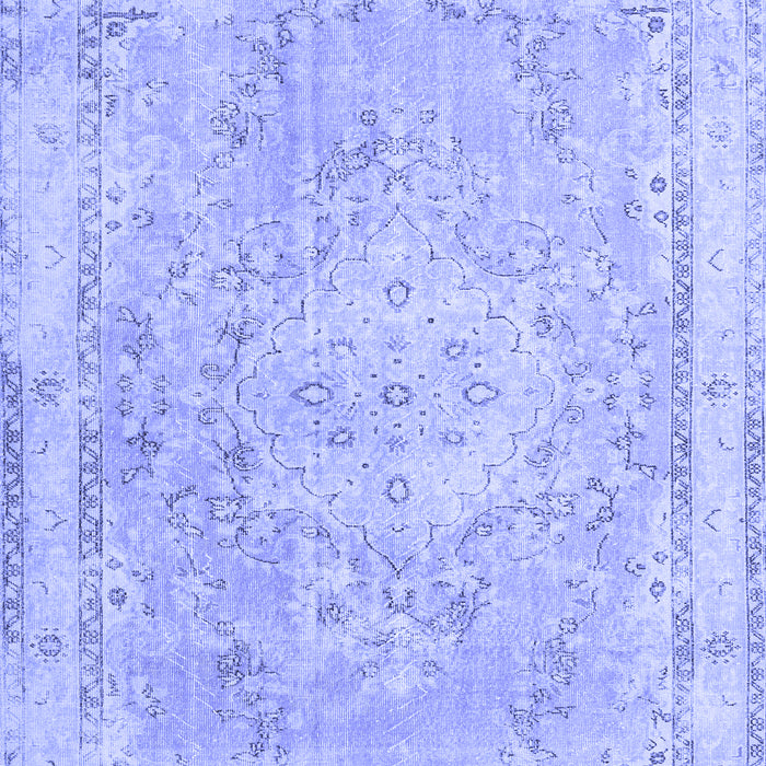 Machine Washable Medallion Blue Traditional Rug, wshtr3825blu