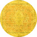 Round Medallion Yellow Traditional Rug, tr3825yw