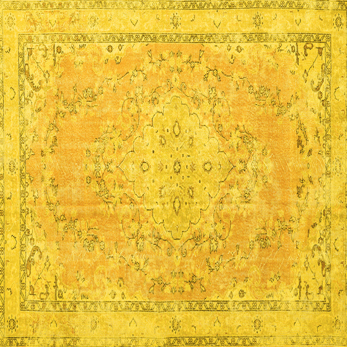 Square Medallion Yellow Traditional Rug, tr3825yw