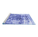 Sideview of Machine Washable Persian Blue Traditional Rug, wshtr3826blu