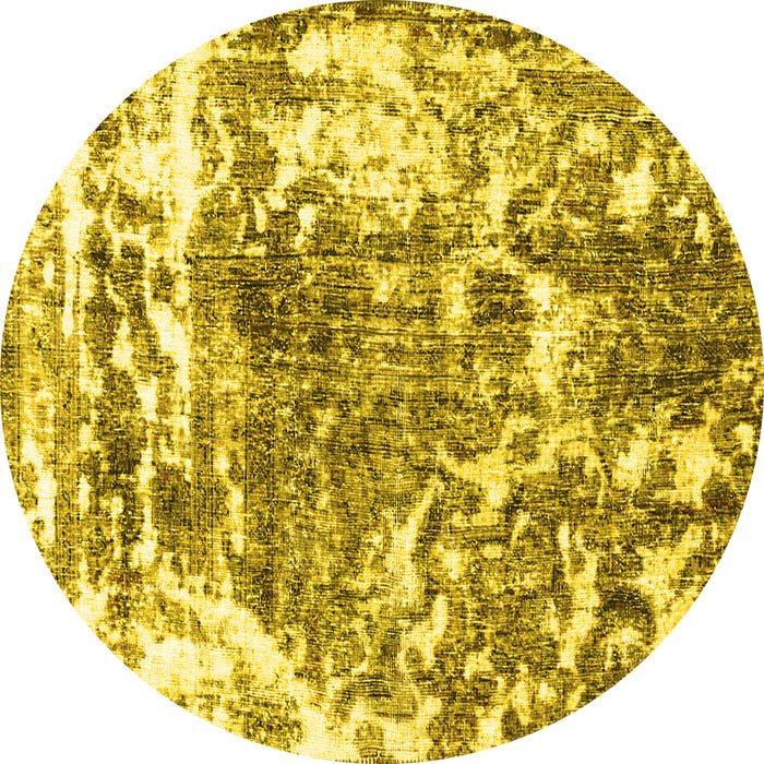 Round Persian Yellow Traditional Rug, tr3826yw