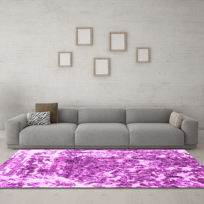 Machine Washable Persian Pink Traditional Rug in a Living Room, wshtr3826pnk