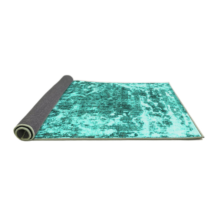 Sideview of Persian Turquoise Traditional Rug, tr3826turq