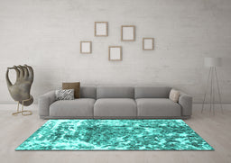 Machine Washable Persian Turquoise Traditional Area Rugs in a Living Room,, wshtr3826turq