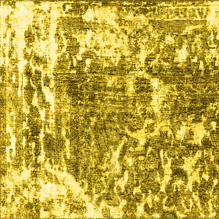 Square Machine Washable Persian Yellow Traditional Rug, wshtr3826yw