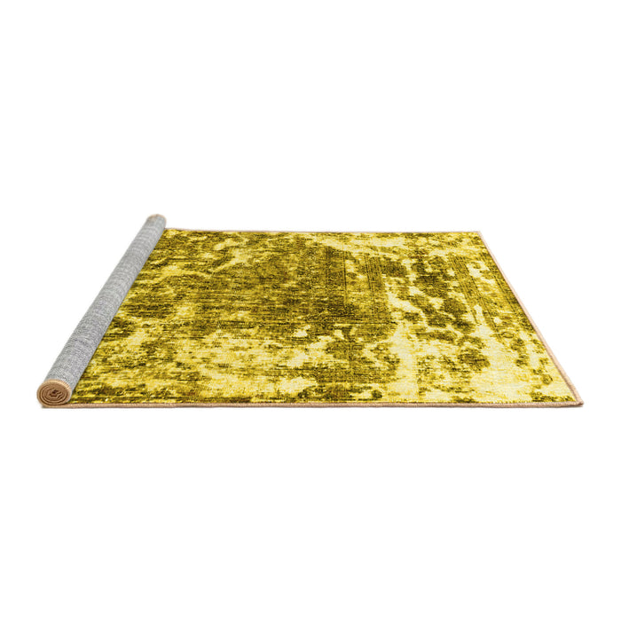 Sideview of Machine Washable Persian Yellow Traditional Rug, wshtr3826yw