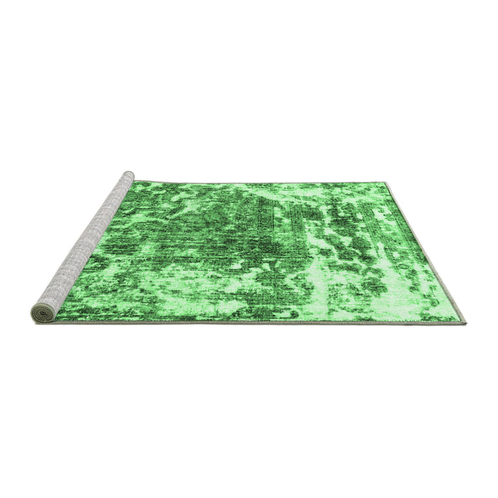 Sideview of Machine Washable Persian Emerald Green Traditional Area Rugs, wshtr3826emgrn