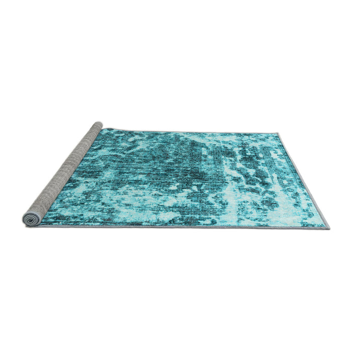 Sideview of Machine Washable Persian Light Blue Traditional Rug, wshtr3826lblu