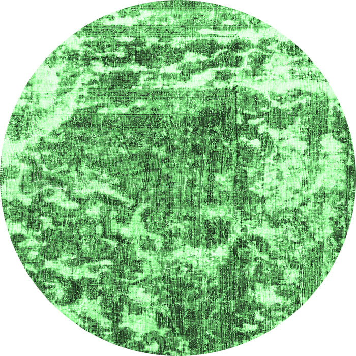 Round Machine Washable Persian Emerald Green Traditional Area Rugs, wshtr3826emgrn