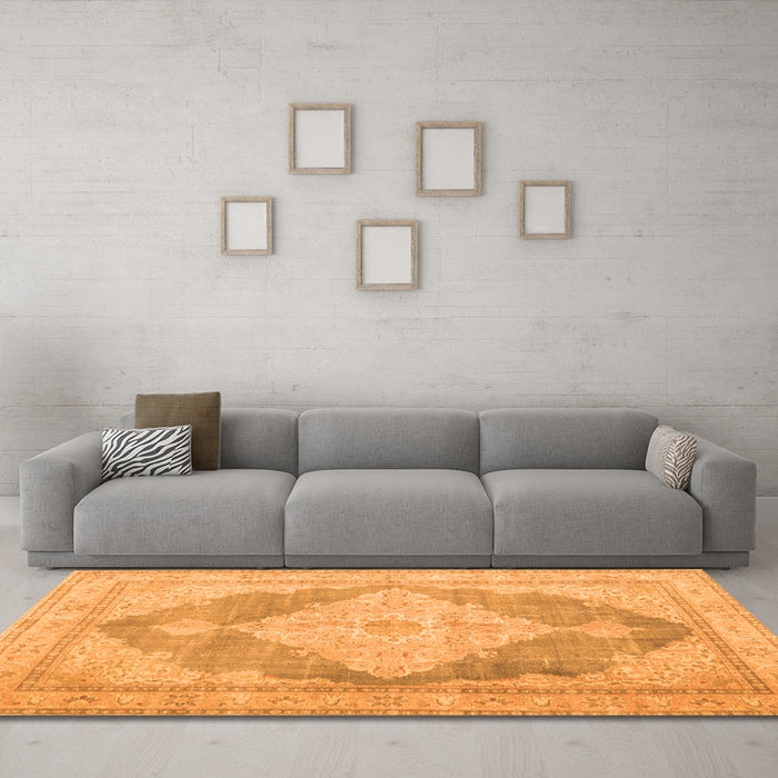 Machine Washable Persian Orange Traditional Area Rugs in a Living Room, wshtr3827org