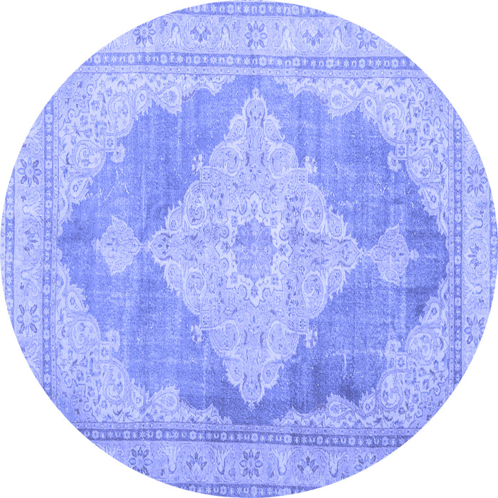 Round Persian Blue Traditional Rug, tr3827blu