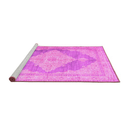 Sideview of Machine Washable Persian Pink Traditional Rug, wshtr3827pnk