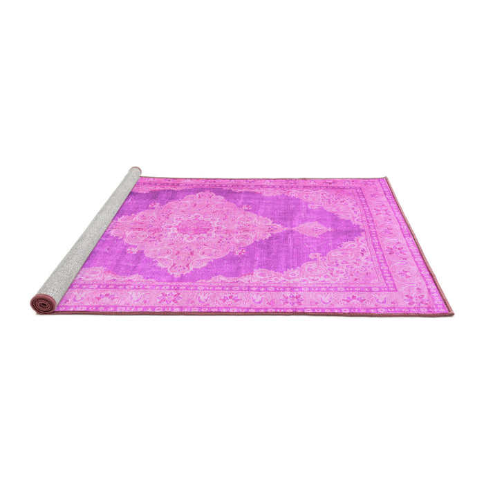 Sideview of Machine Washable Persian Pink Traditional Rug, wshtr3827pnk