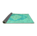 Sideview of Persian Turquoise Traditional Rug, tr3827turq