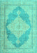 Machine Washable Persian Turquoise Traditional Area Rugs, wshtr3827turq