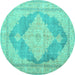 Round Persian Turquoise Traditional Rug, tr3827turq