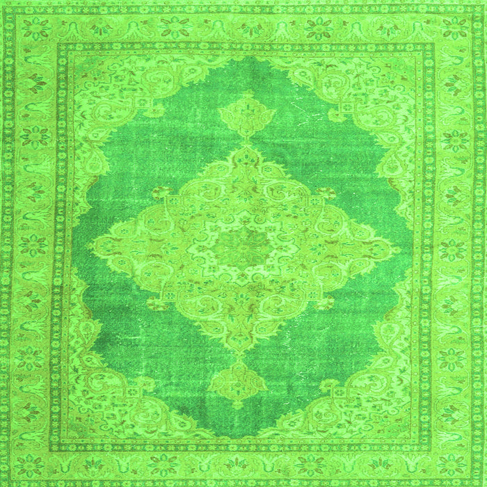 Round Machine Washable Persian Green Traditional Area Rugs, wshtr3827grn