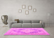 Machine Washable Persian Pink Traditional Rug in a Living Room, wshtr3827pnk