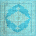 Square Machine Washable Persian Light Blue Traditional Rug, wshtr3827lblu