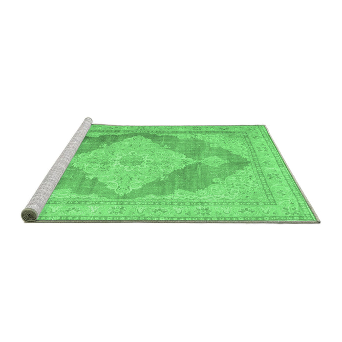 Sideview of Machine Washable Persian Emerald Green Traditional Area Rugs, wshtr3827emgrn