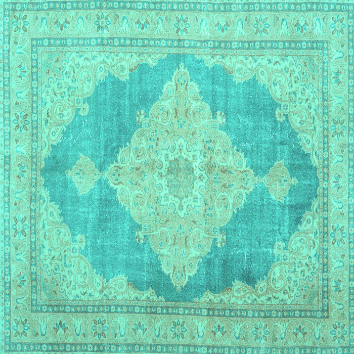 Square Persian Turquoise Traditional Rug, tr3827turq