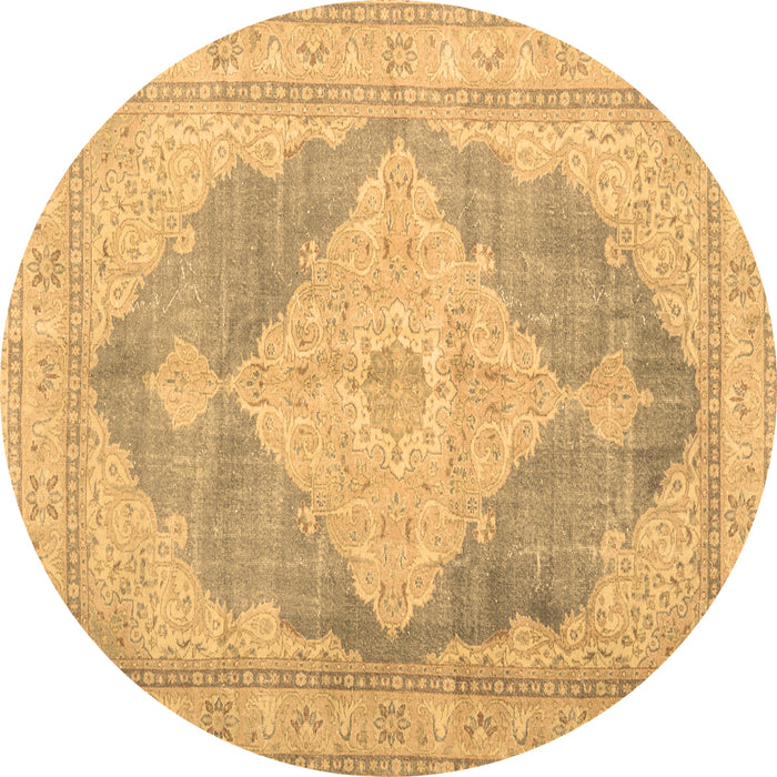 Round Persian Brown Traditional Rug, tr3827brn