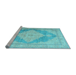 Sideview of Machine Washable Persian Light Blue Traditional Rug, wshtr3827lblu