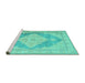 Sideview of Machine Washable Persian Turquoise Traditional Area Rugs, wshtr3827turq