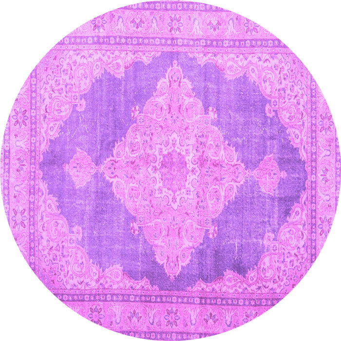 Round Machine Washable Persian Purple Traditional Area Rugs, wshtr3827pur