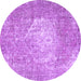 Round Persian Purple Traditional Rug, tr3828pur