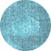 Round Persian Light Blue Traditional Rug, tr3828lblu