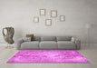 Machine Washable Persian Pink Traditional Rug in a Living Room, wshtr3828pnk