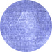 Round Persian Blue Traditional Rug, tr3828blu