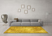 Machine Washable Persian Yellow Traditional Rug in a Living Room, wshtr3828yw