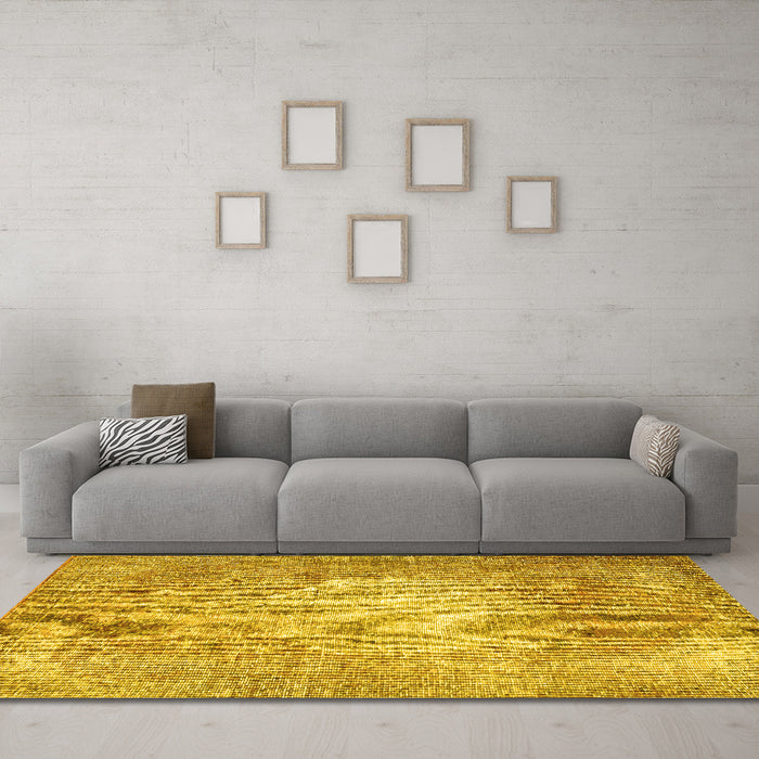 Machine Washable Persian Yellow Traditional Rug in a Living Room, wshtr3828yw