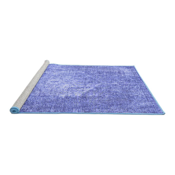 Sideview of Machine Washable Persian Blue Traditional Rug, wshtr3828blu