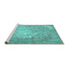 Sideview of Machine Washable Persian Turquoise Traditional Area Rugs, wshtr3828turq