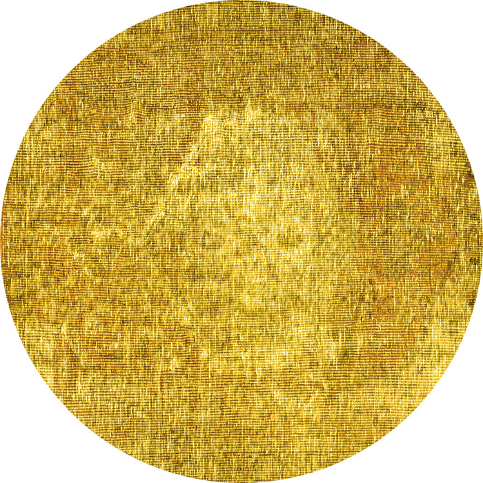 Round Persian Yellow Traditional Rug, tr3828yw