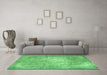 Machine Washable Persian Emerald Green Traditional Area Rugs in a Living Room,, wshtr3828emgrn