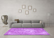 Machine Washable Persian Purple Traditional Area Rugs in a Living Room, wshtr3828pur