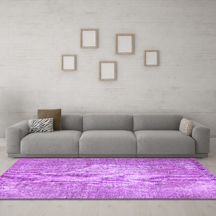 Machine Washable Persian Purple Traditional Area Rugs in a Living Room, wshtr3828pur