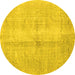 Round Machine Washable Persian Yellow Traditional Rug, wshtr3829yw