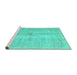 Sideview of Machine Washable Persian Turquoise Traditional Area Rugs, wshtr3829turq