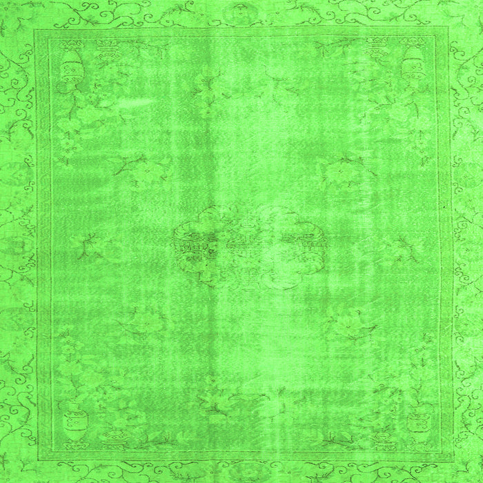 Round Machine Washable Persian Green Traditional Area Rugs, wshtr3829grn