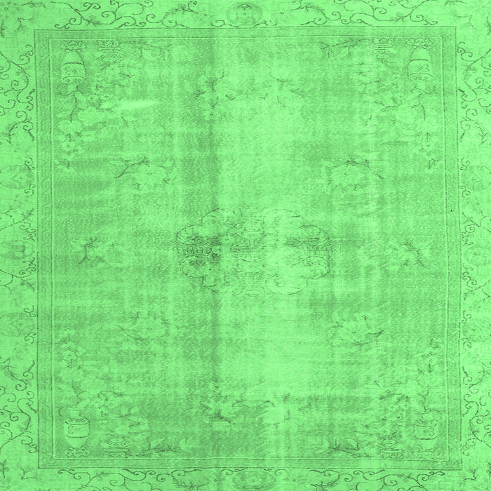 Square Machine Washable Persian Emerald Green Traditional Area Rugs, wshtr3829emgrn