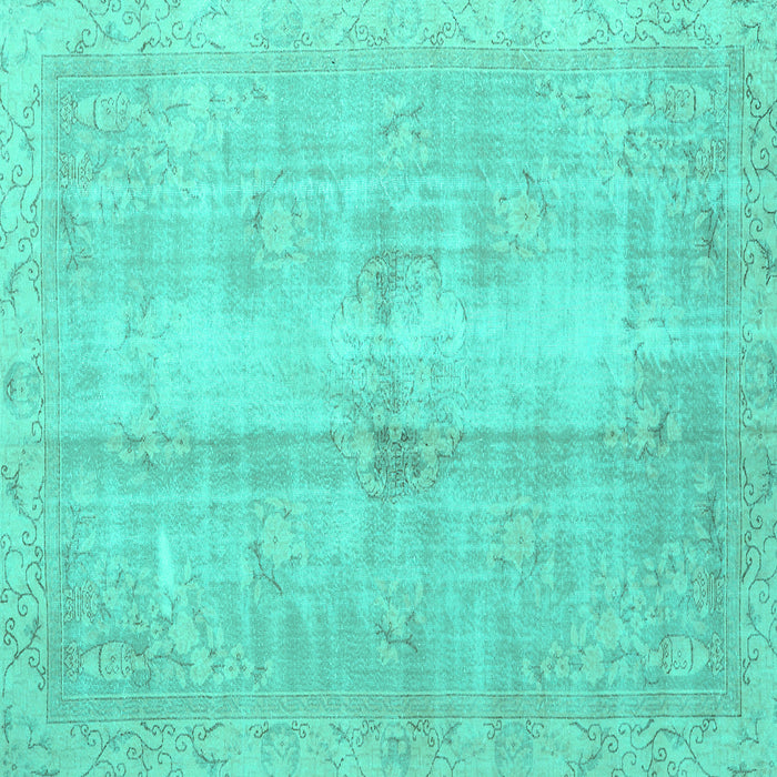 Square Machine Washable Persian Turquoise Traditional Area Rugs, wshtr3829turq