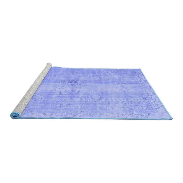 Sideview of Machine Washable Persian Blue Traditional Rug, wshtr3829blu