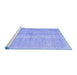 Sideview of Machine Washable Persian Blue Traditional Rug, wshtr3829blu