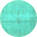 Round Persian Turquoise Traditional Rug, tr3829turq